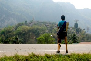 Despite losing his legs Saw LahKyi soldiers on